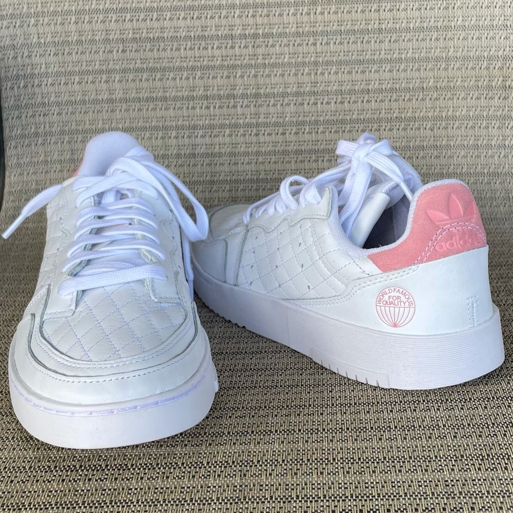 Adidas Low Shoes Leather White Lace Up Sneakers Size 9.5